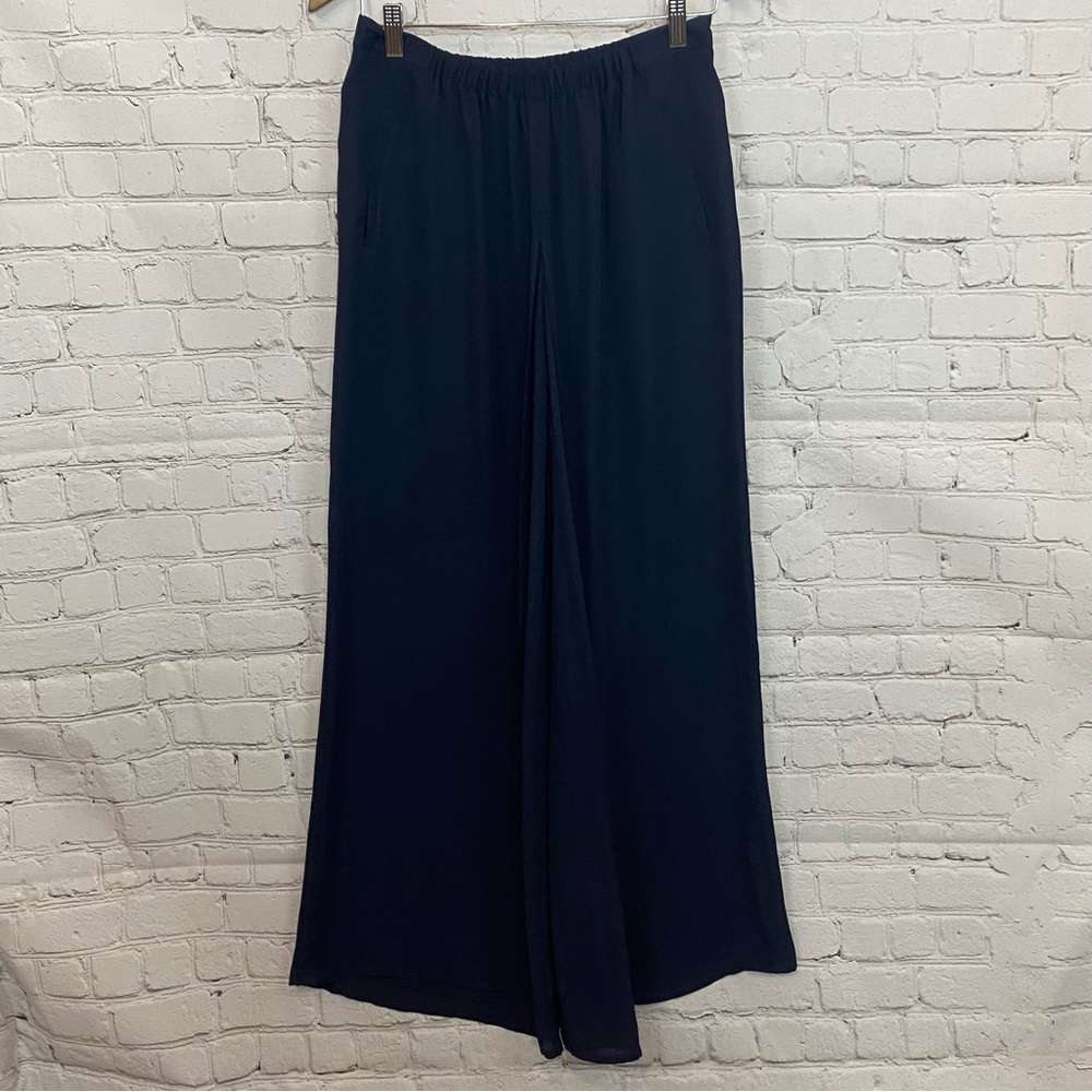 Zara Basic Navy Flowy Pants - image 7